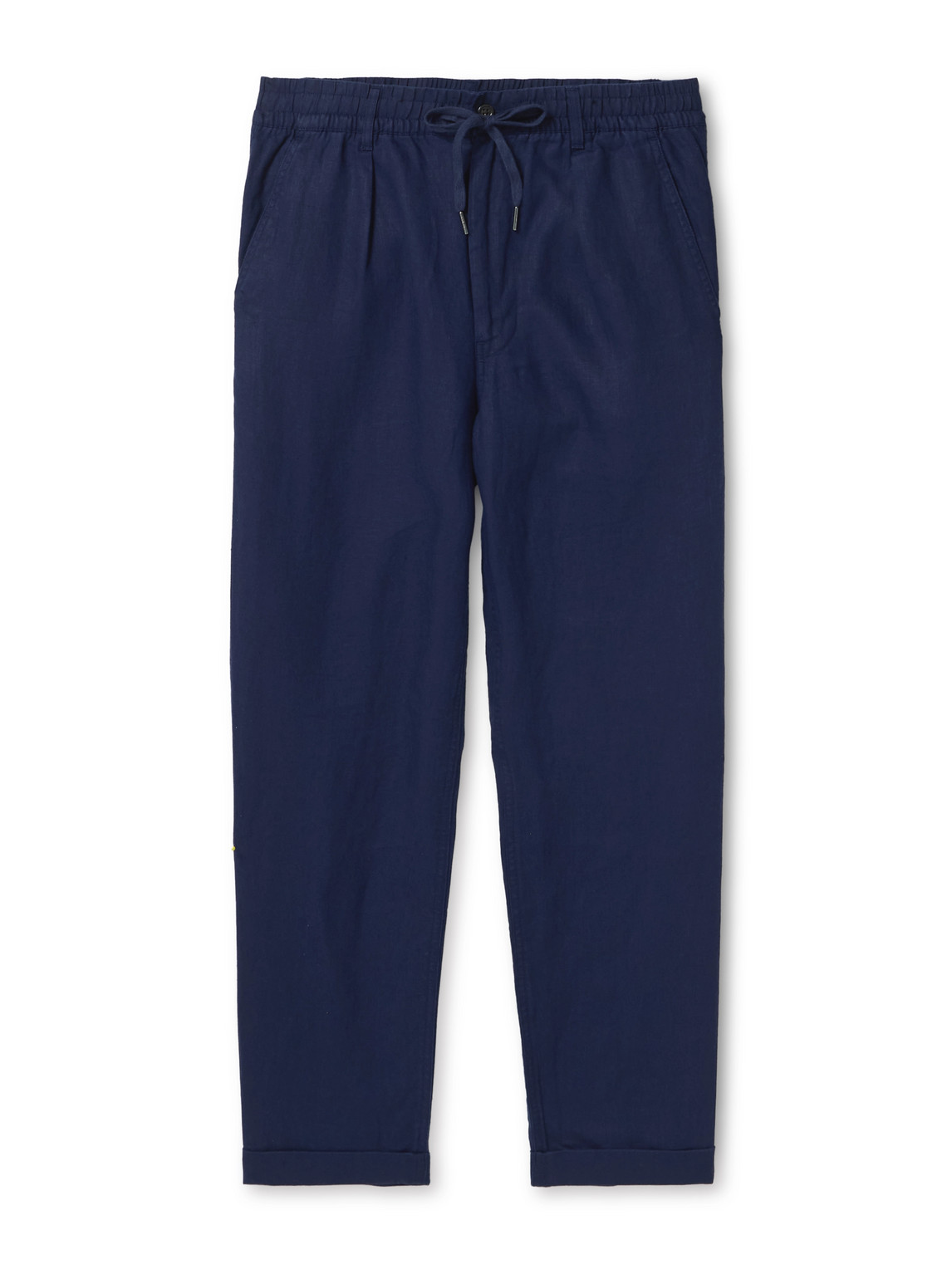 Polo Ralph Lauren Straight-leg Linen Drawstring Trousers In Blue