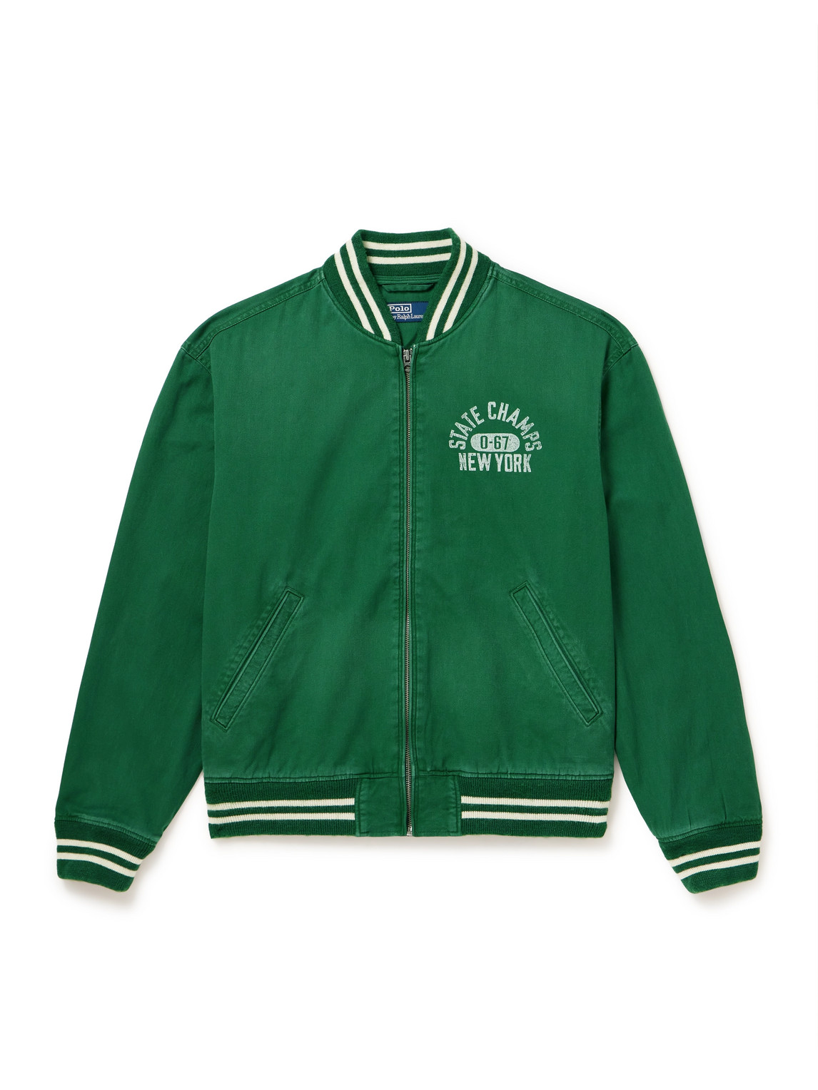 Polo Ralph Lauren Printed Twill Bomber Jacket In Green