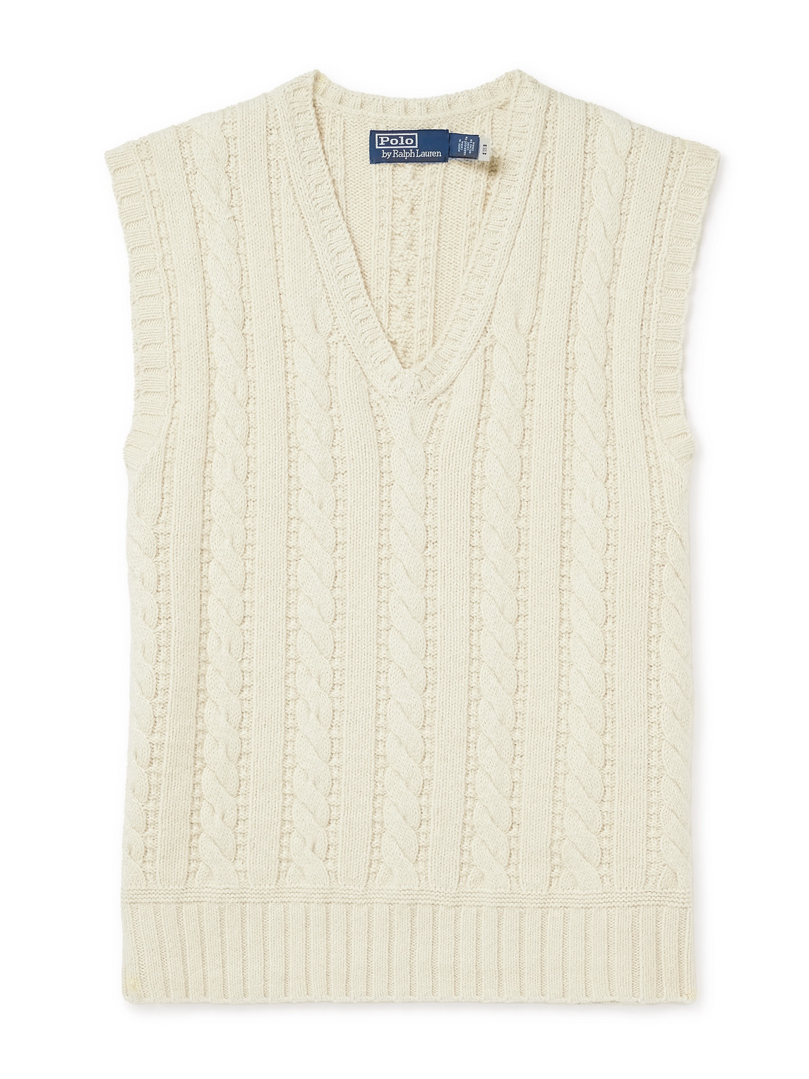 Polo Ralph Lauren Cable-knit Cotton And Cashmere-blend Jumper Waistcoat In Neutral