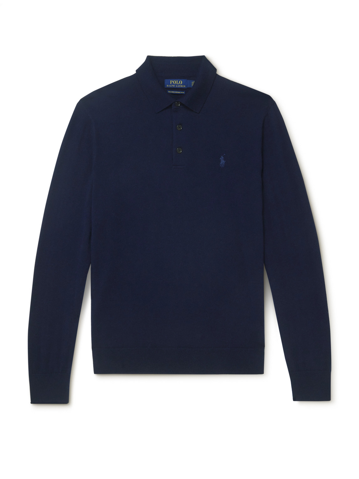 Polo Ralph Lauren Logo-embroidered Wool Polo Shirt In Blue