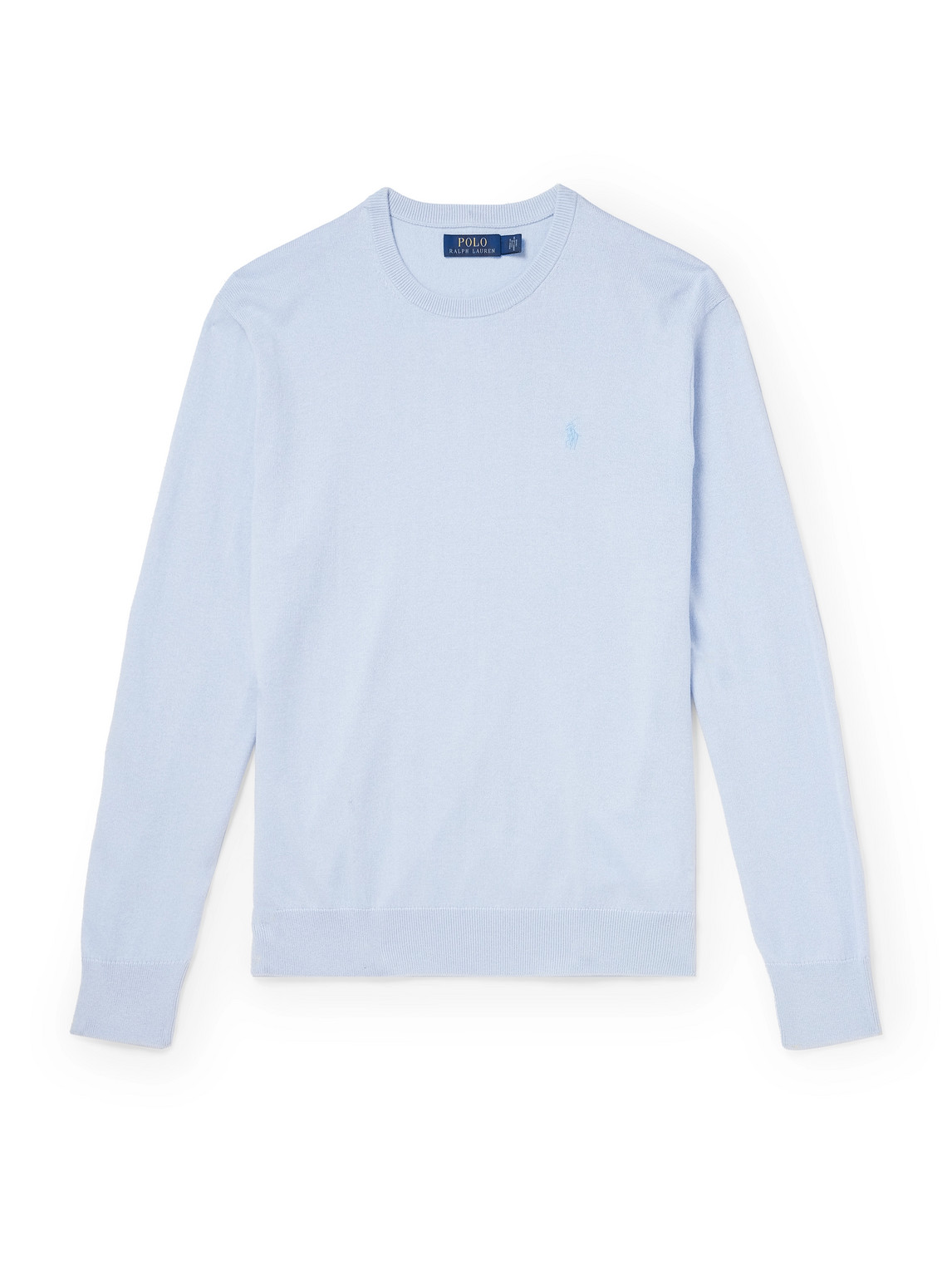 Polo Ralph Lauren Logo-embroidered Cotton And Recycled Cashmere-blend Sweater In Blue