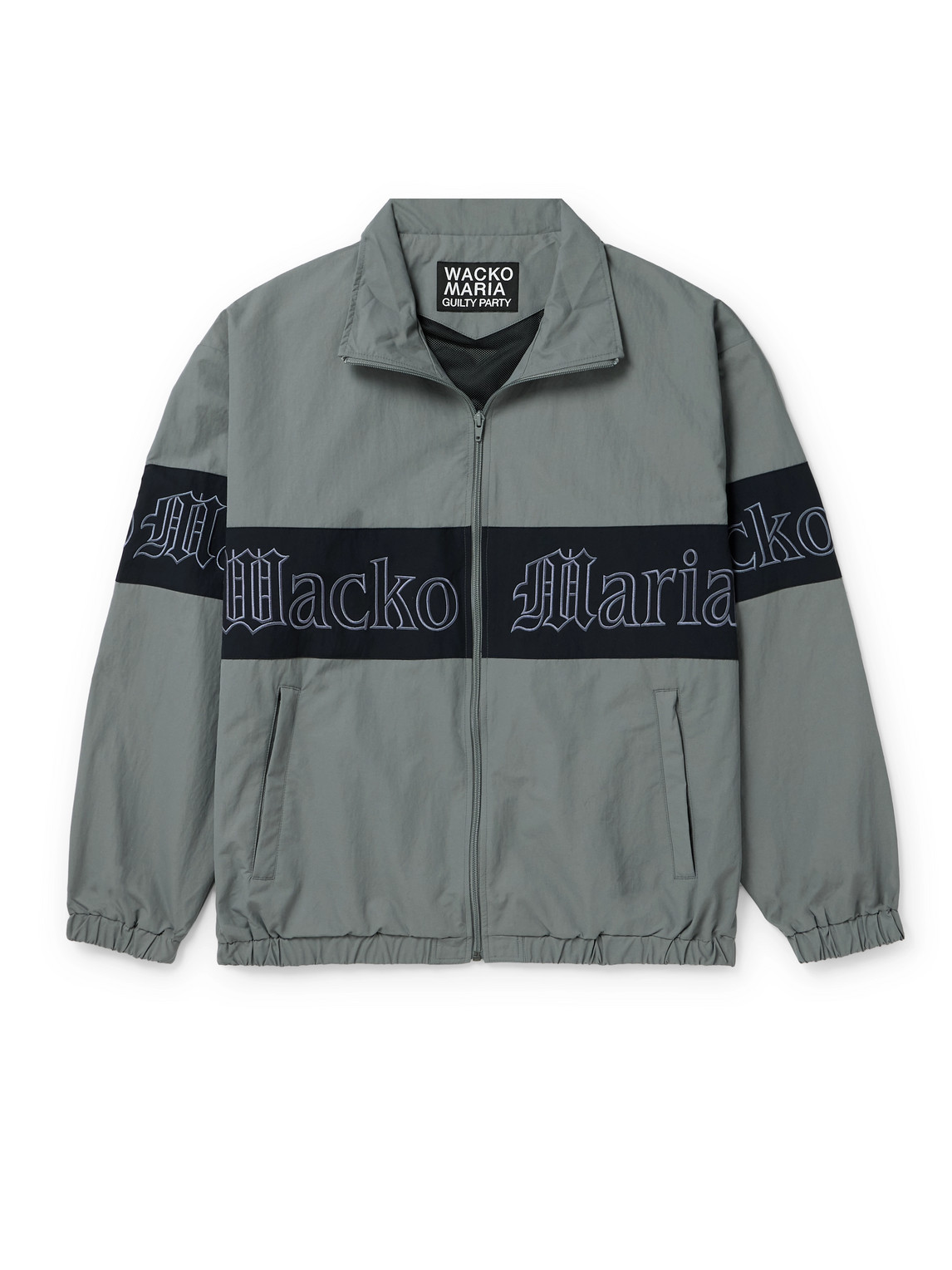 Wacko Maria Logo-embroidered Colour-block Nylon Track Jacket In Gray