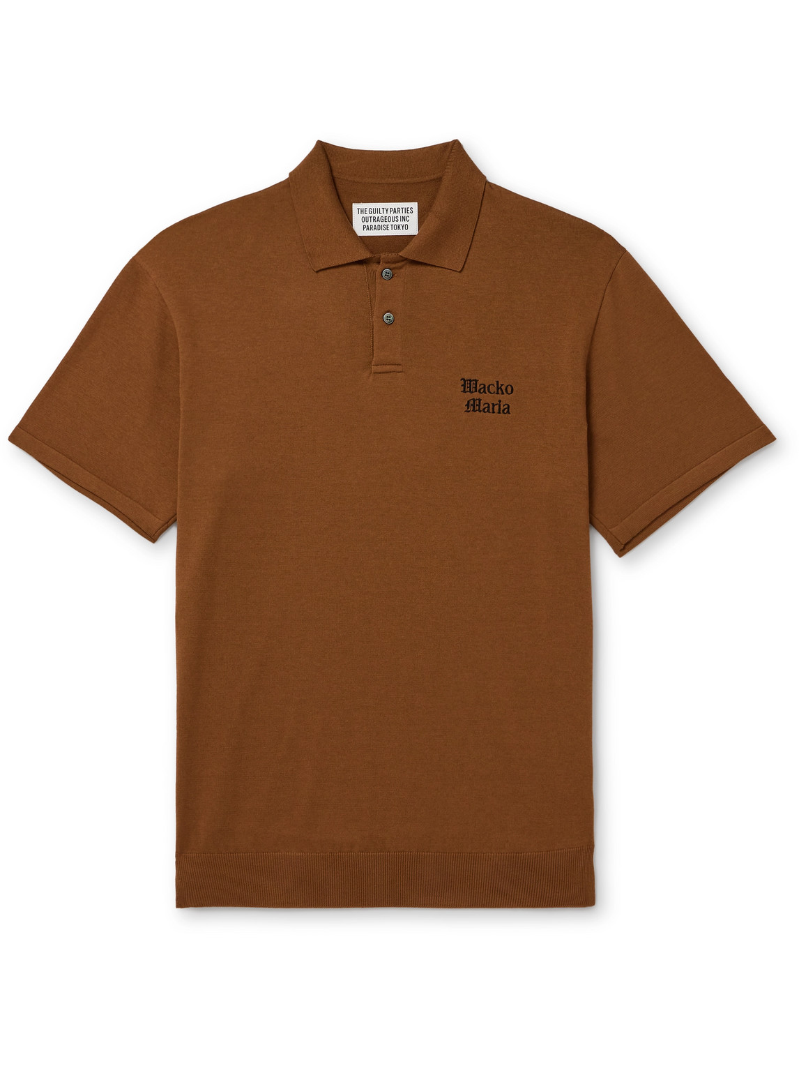 Wacko Maria Logo-embroidered Cotton Polo Shirt In Brown