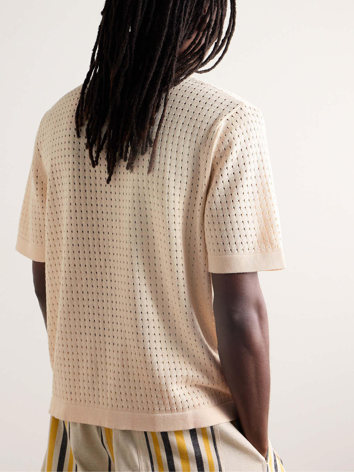 Shop Corridor Pointelle-knit Mercerized Pima Cotton Shirt In Neutrals