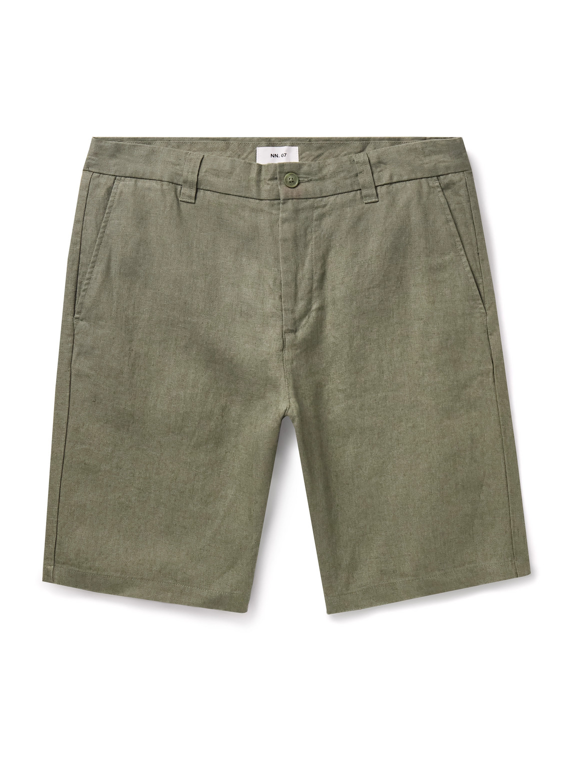 Nn07 Crown 1454 Straight-leg Linen Shorts In Green