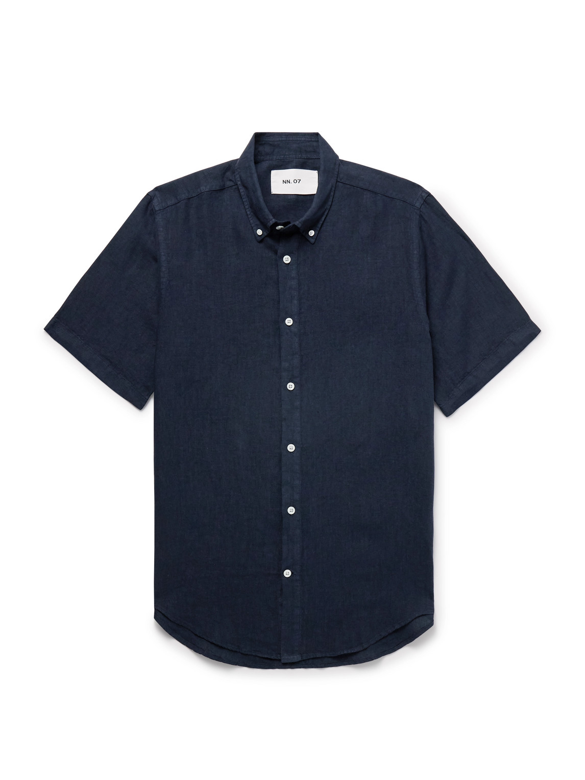 Nn07 Arne 5706 Button-down Collar Linen Shirt In Blue