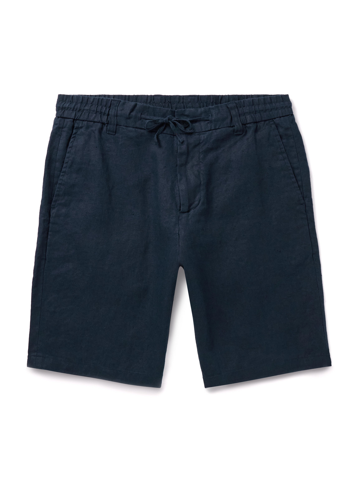 Nn07 Seb 1454 Straight-leg Linen Drawstring Shorts In Blue