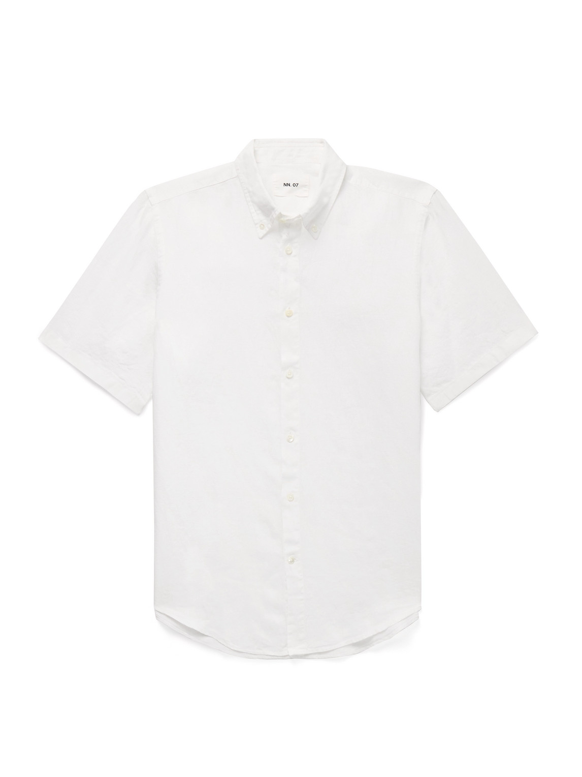 Nn07 Arne 5706 Button-down Collar Linen Shirt In White