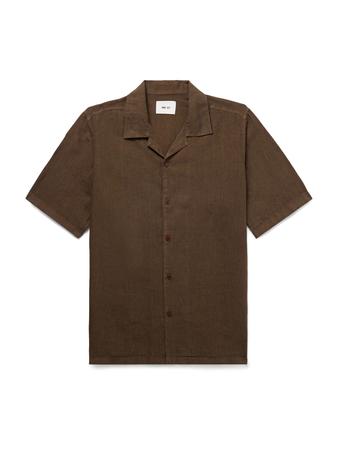 Nn07 Julio 5706 Camp-collar Linen Shirt In Brown