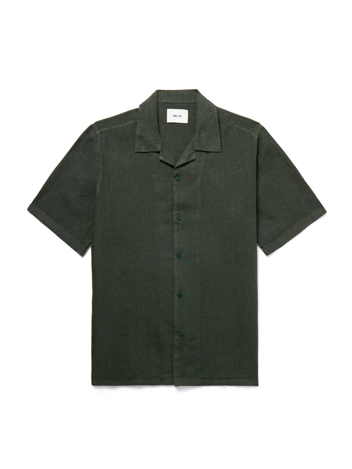 Nn07 Julio 5706 Camp-collar Linen Shirt In Green