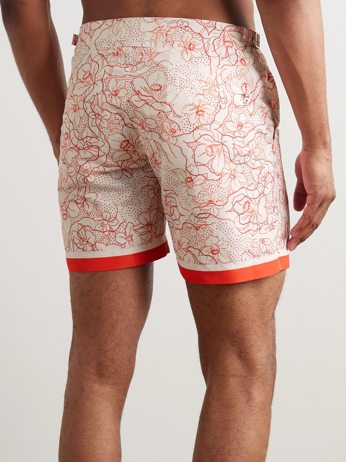Shop Orlebar Brown Bulldog Slim-fit Mid-length Floral-print Recycled Swim Shorts In Red