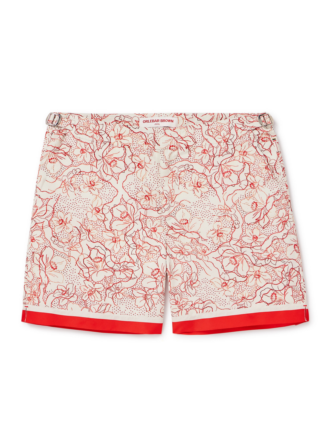 Shop Orlebar Brown Bulldog Slim-fit Mid-length Floral-print Recycled Swim Shorts In Red