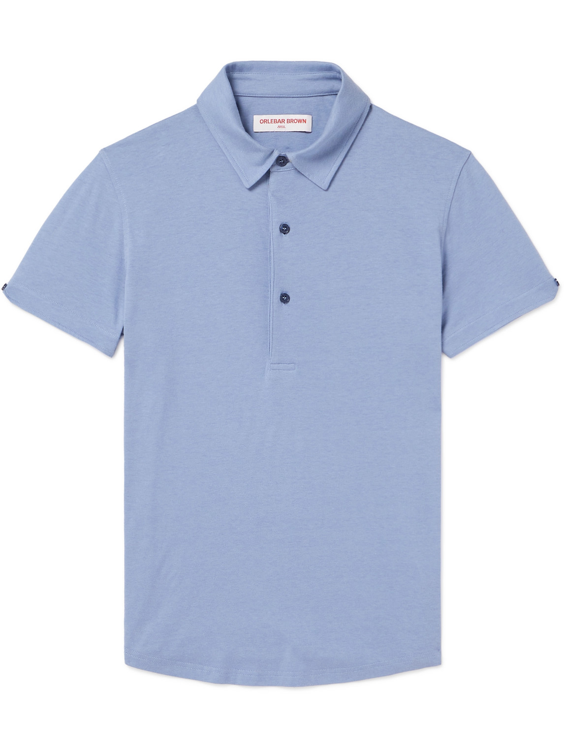 Orlebar Brown Sebastian Cotton And Silk-blend Jersey Polo Shirt In Blue