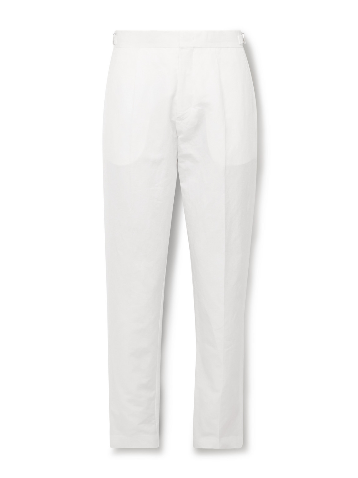 Orlebar Brown Carsyn Tapered Pleated Linen And Cotton-blend Trousers In White