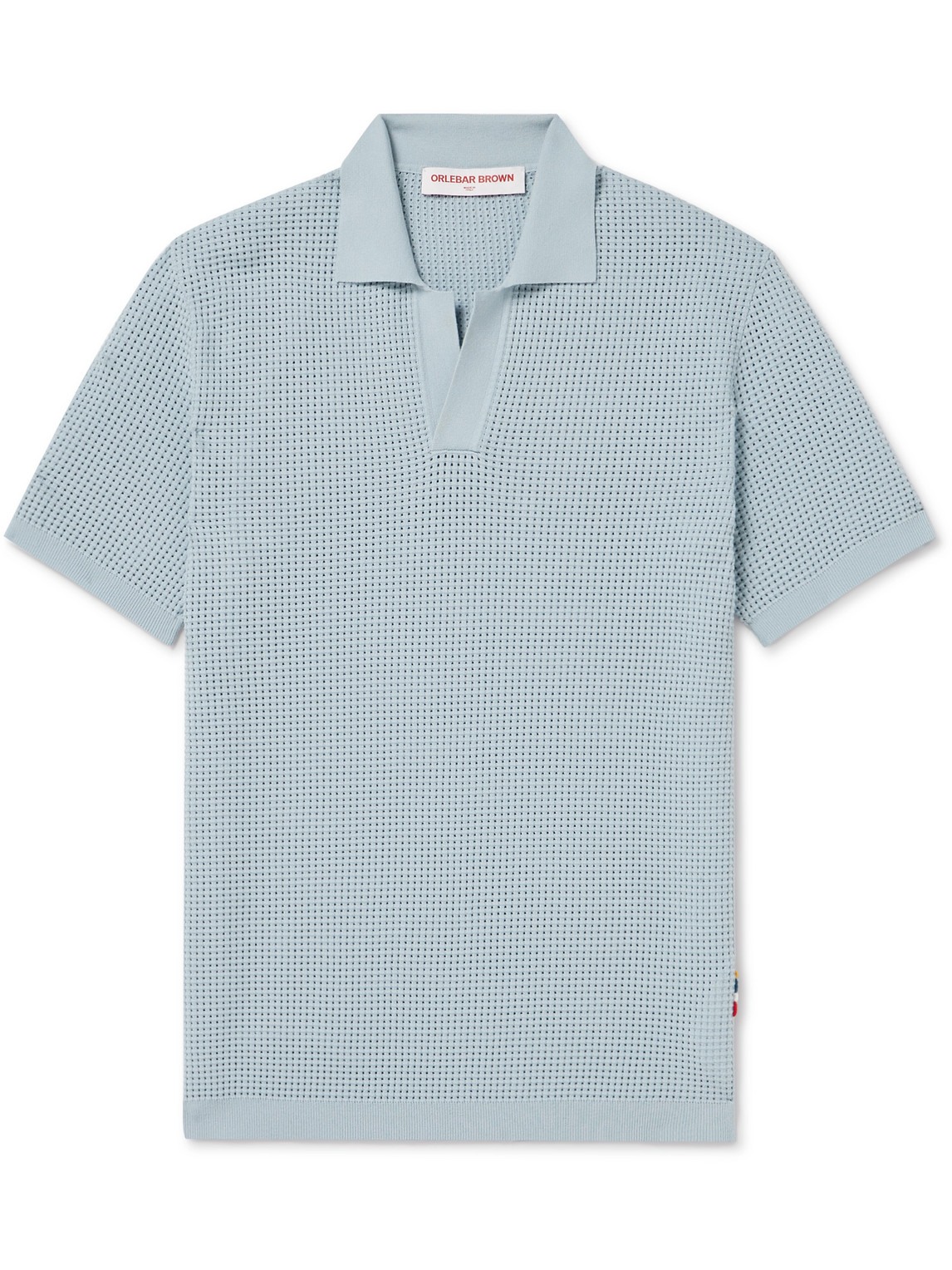 Roddy Slim-Fit Camp-Collar Pointelle-Knit Polo Shirt