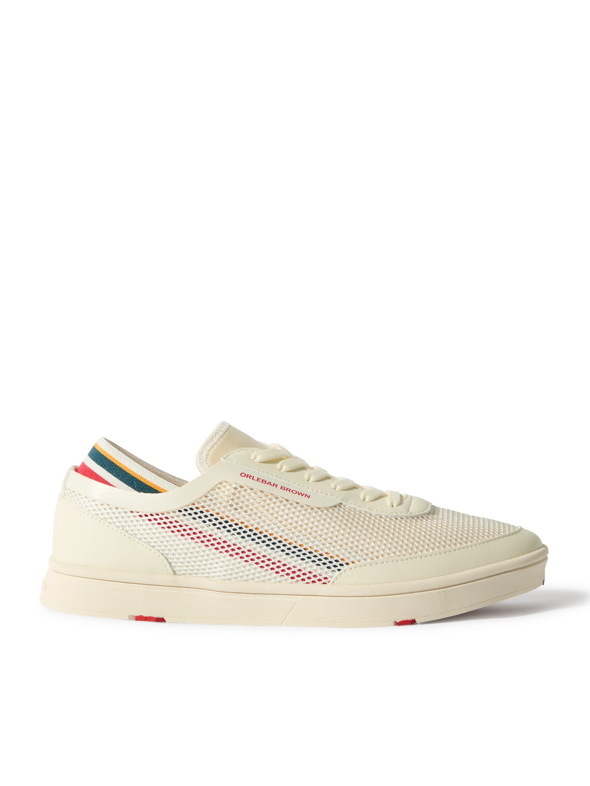 Orlebar Brown Larson Striped Mesh And Canvas Sneakers In White
