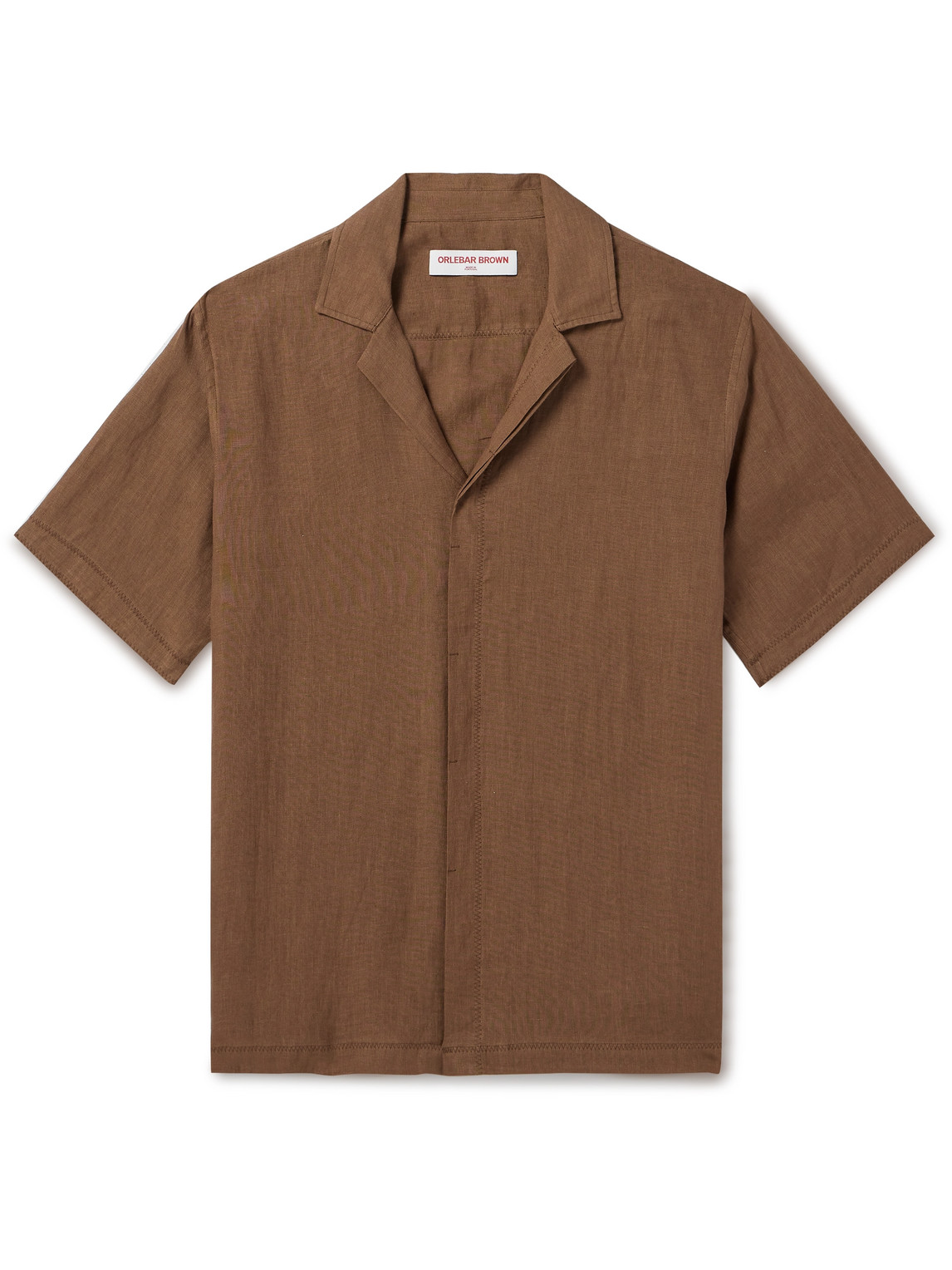 Orlebar Brown Maitan Camp-collar Linen Shirt In Brown