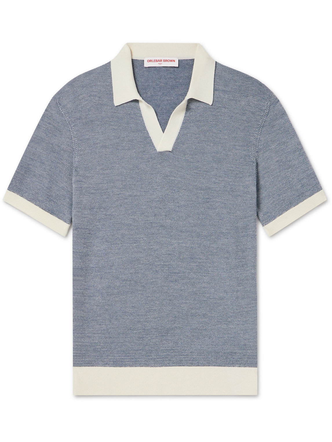 Orlebar Brown Horton Wool And Cotton-blend Polo Shirt In Blue