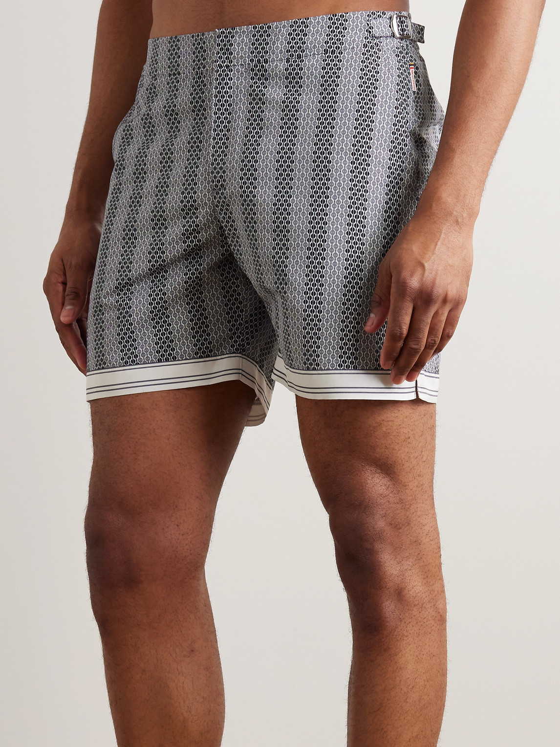 Shop Orlebar Brown Bulldog Slim-fit Mid-length Printed Recycled Swim Shorts In Blue