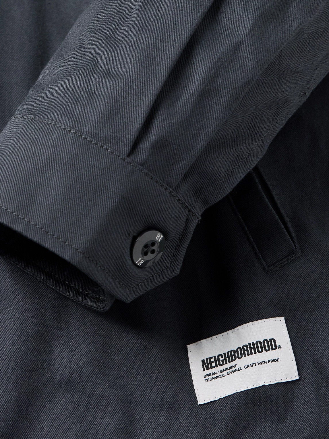 Shop Neighborhood Logo-print Cotton-twill Jacket In Gray