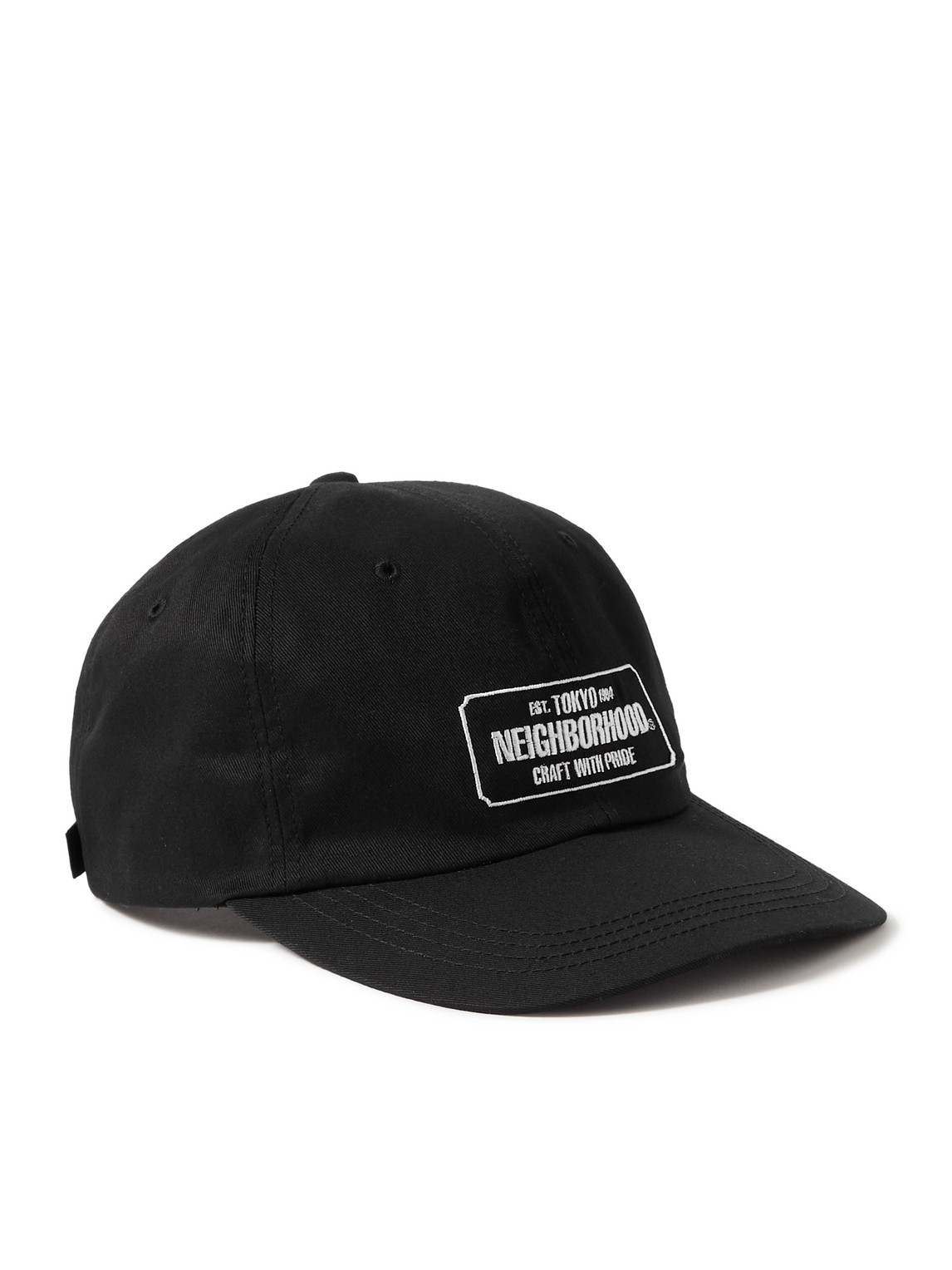 Neighborhood Logo-embroidered Cotton-canvas Cap In Black