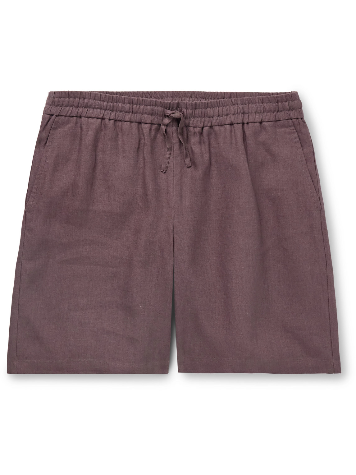 De Bonne Facture Easy Straight-leg Linen Drawstring Shorts In Purple
