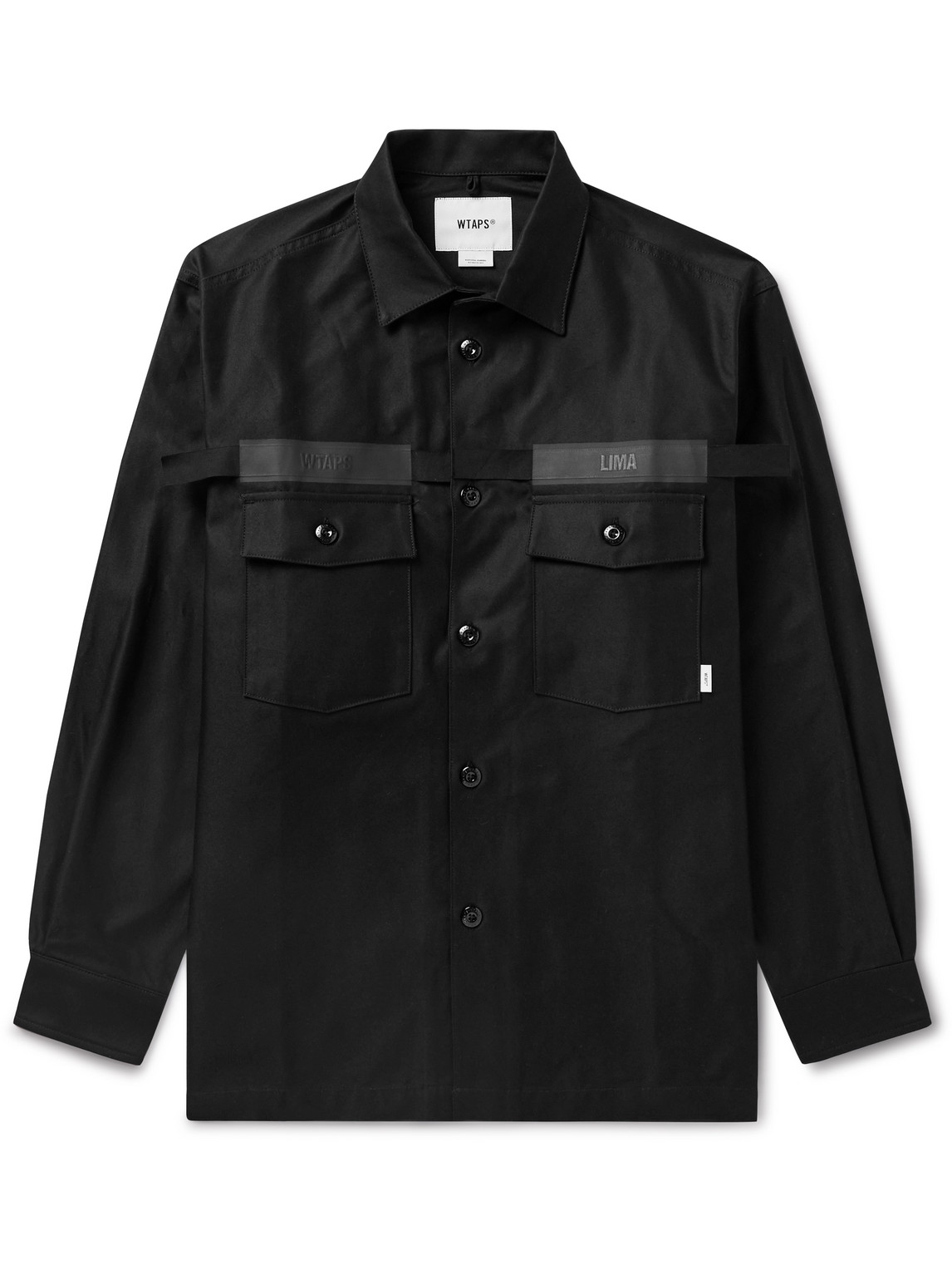 Shop Wtaps Webbing-trimmed Logo-embroidered Cotton Overshirt In Black