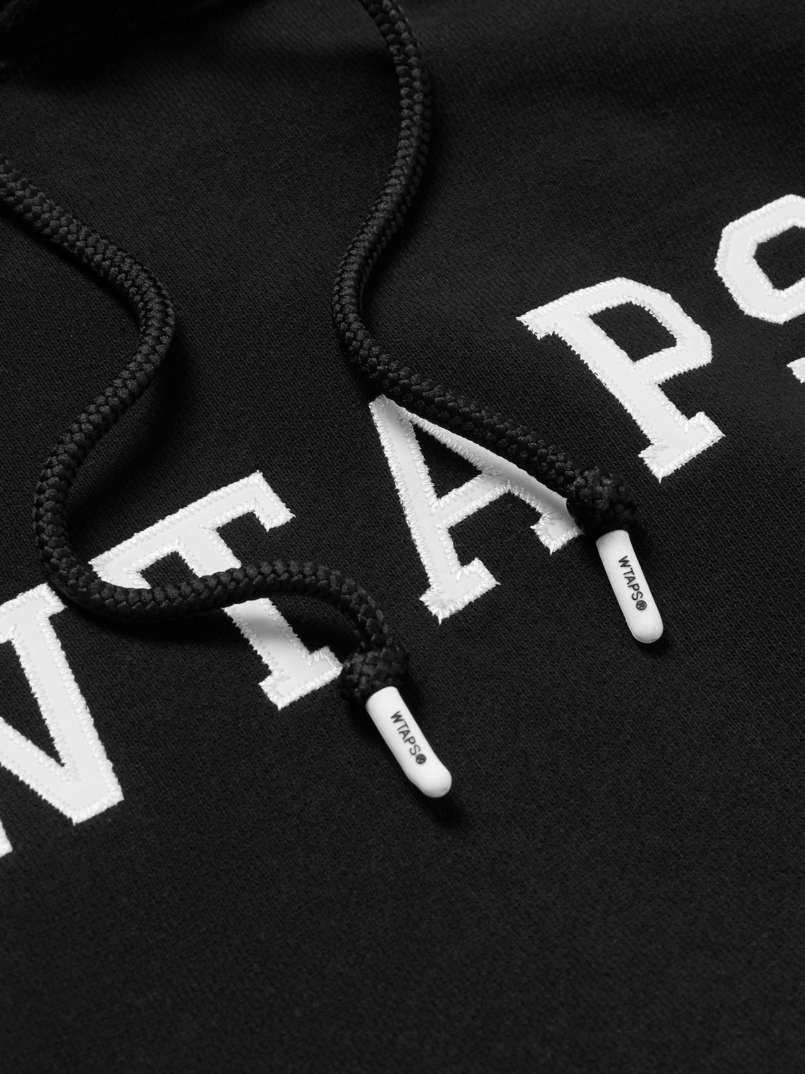 Shop Wtaps Logo-appliquéd Cotton-jersey Hoodie In Black