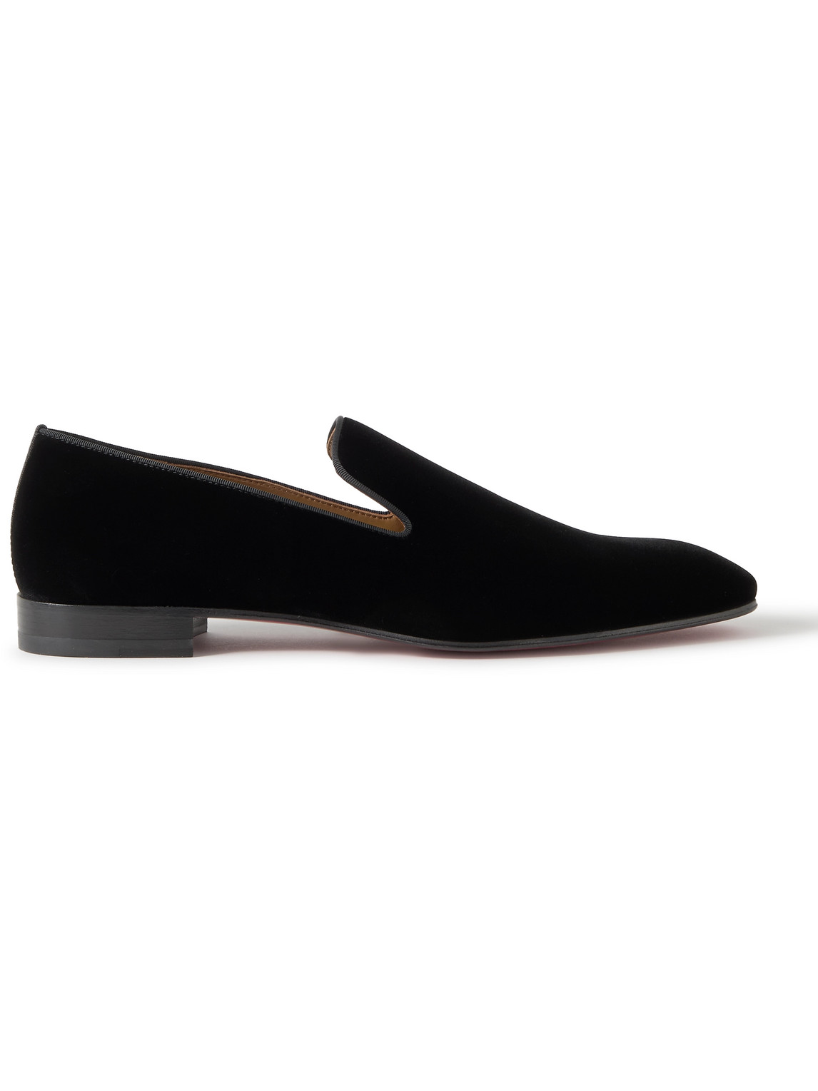 Christian Louboutin Dandelion Grosgrain-trimmed Velvet Loafers In Black