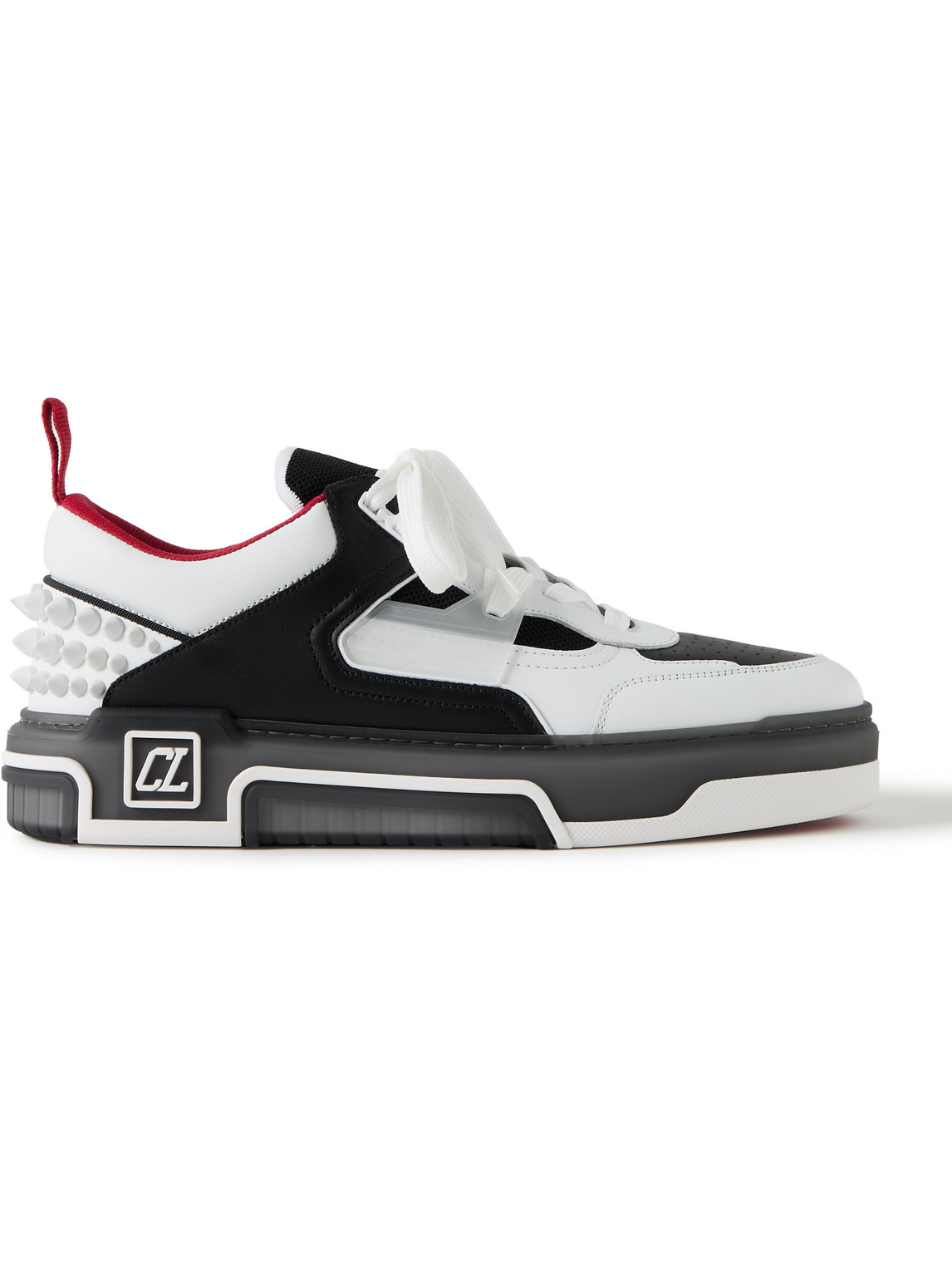 Christian Louboutin Astroloubi Spiked Leather And Mesh Sneakers In White