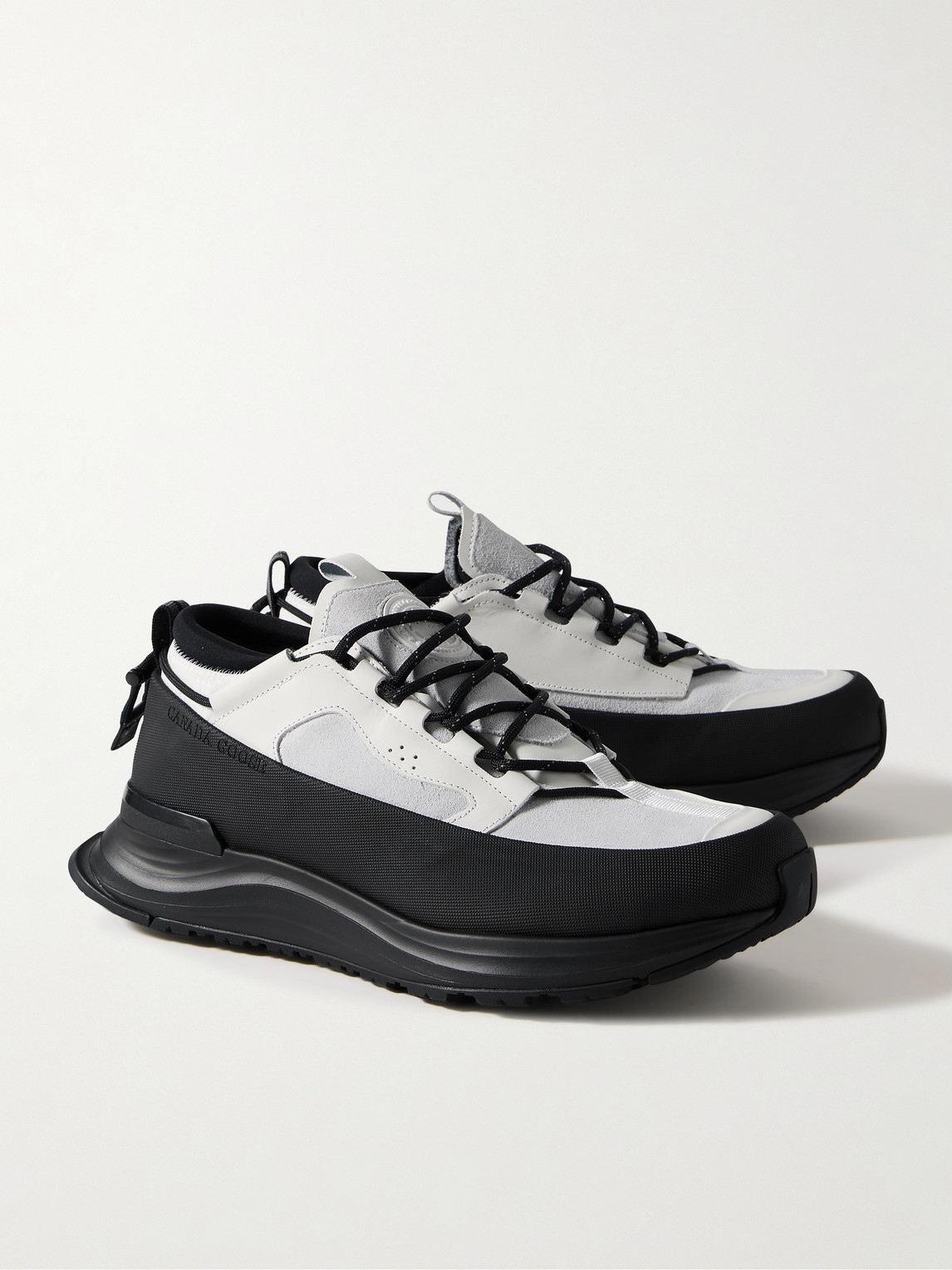 Shop Canada Goose Glacier Trail Rubber And Leather-trimmed Suede Hiking Sneakers In Black