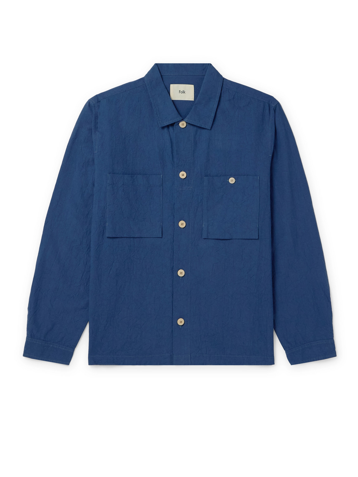 Folk Cotton Overshirt In Blue