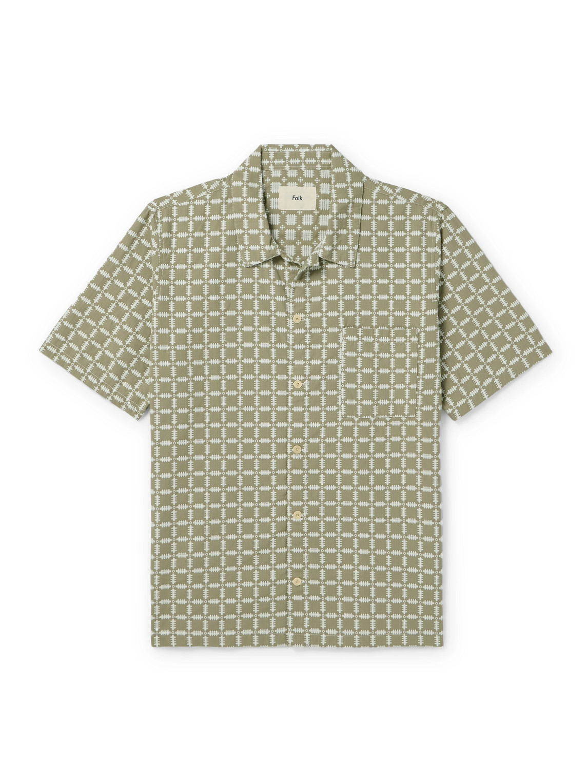 Folk Gabe Spread-collar Embroidered Cotton Shirt In Green