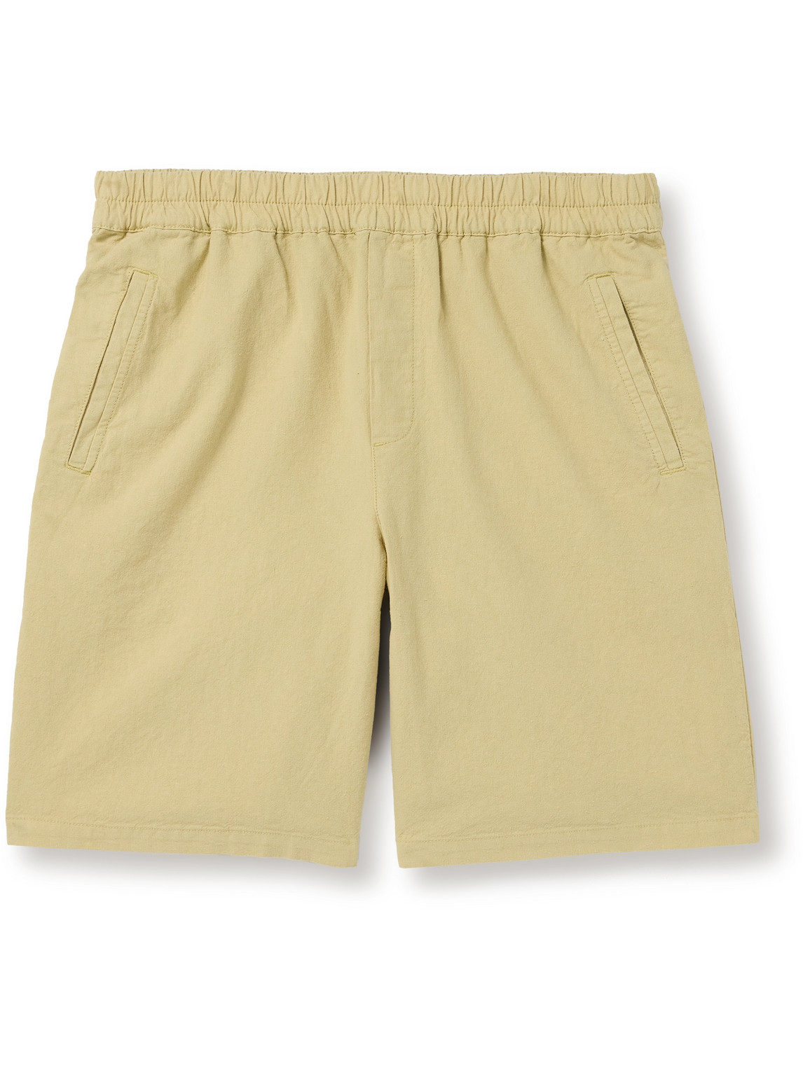 Shop Folk Assembly Straight-leg Linen And Cotton-blend Shorts In Neutrals