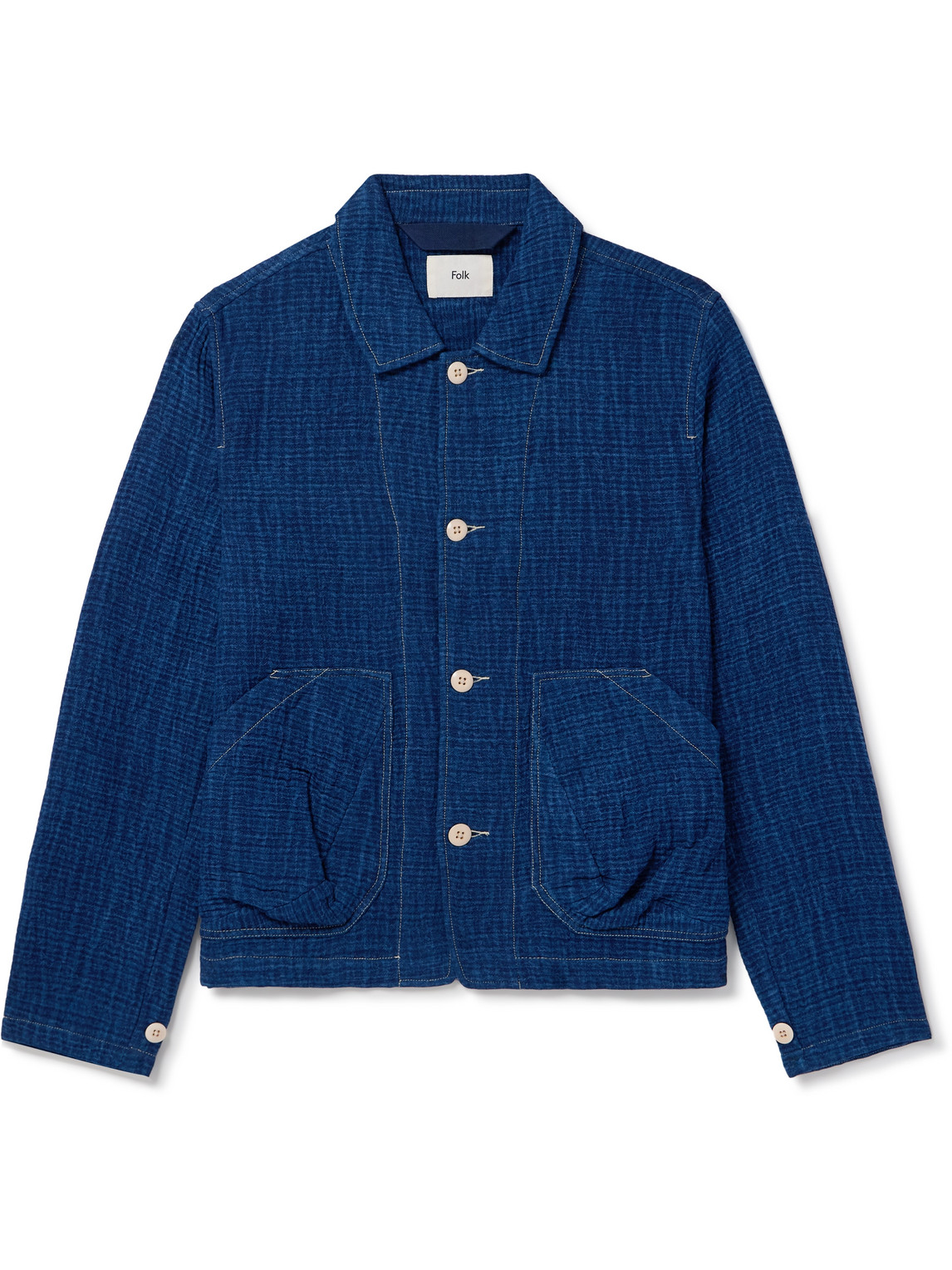 Folk Prism Cotton-seersucker Jacket In Blue