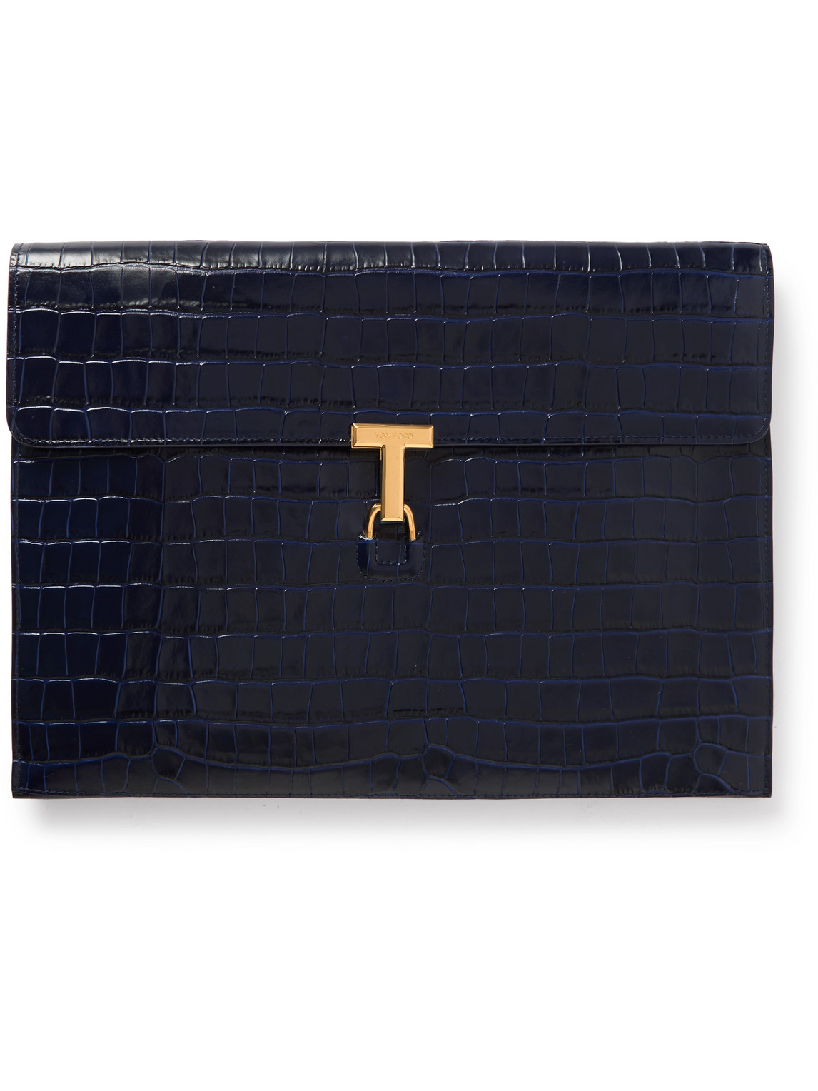 Tom Ford Croc-effect Leather Pouch In Blue