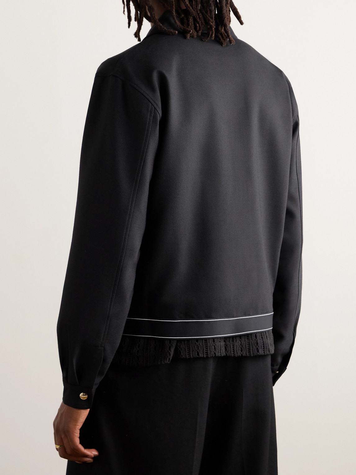 Shop Casablanca Striped Twill Blouson Jacket In Black
