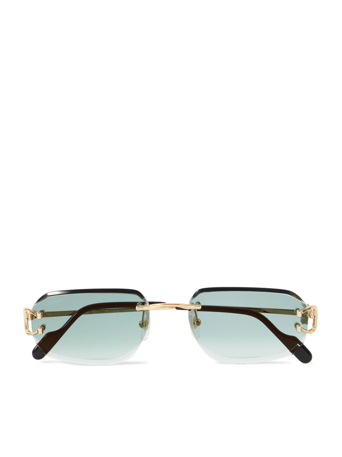Cartier Signature C Rimless Rectangular-frame Gold-tone Sunglasses