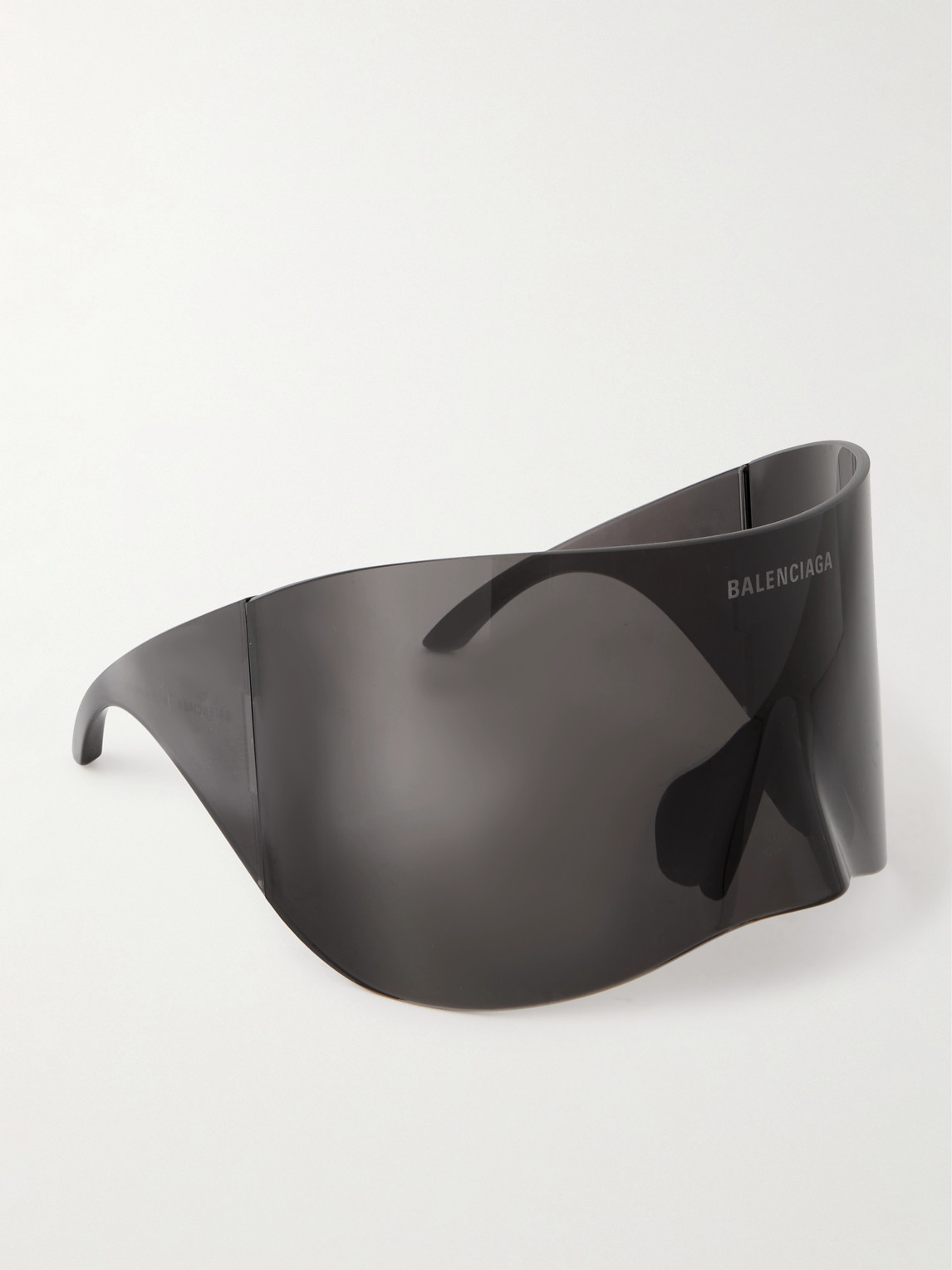 Shop Balenciaga Oversized Rimless Wrap-around Acetate Sunglasses In Gray