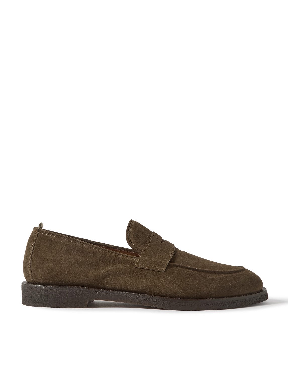 Officine Creative Opera Suede Penny Loafers In Green