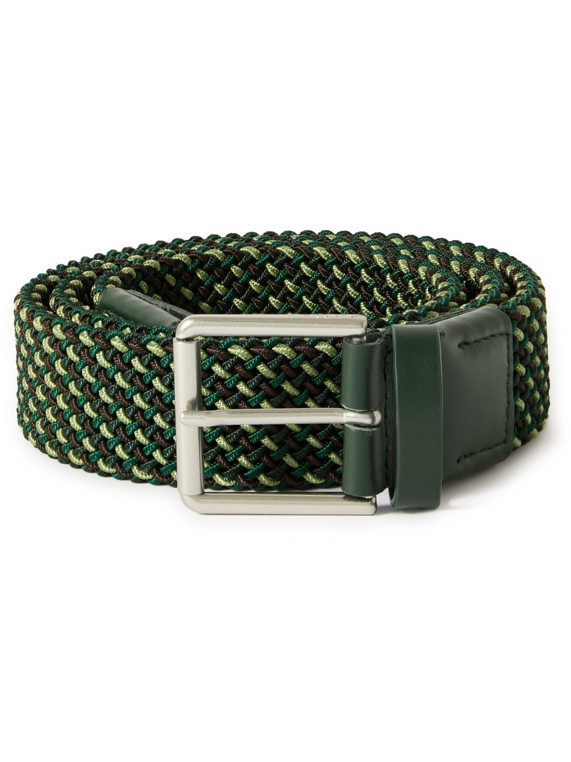 Paul Smith 3.5cm Leather-trimmed Woven Elastic Belt In Green