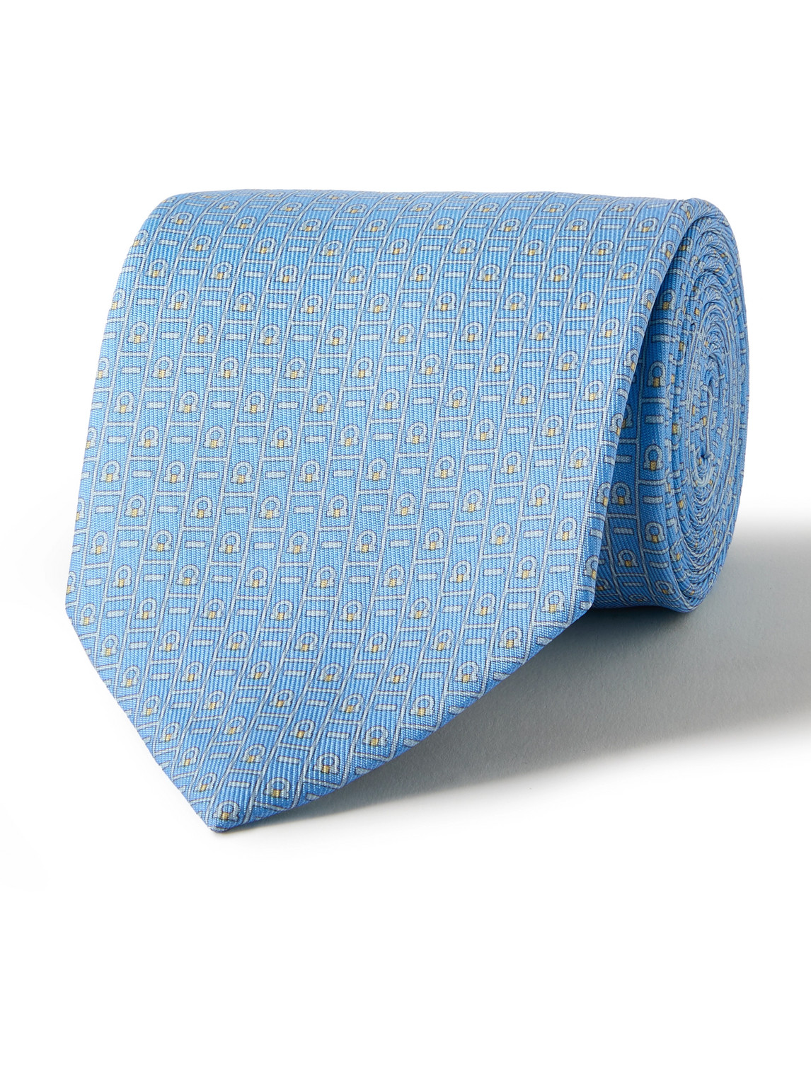 Ferragamo 8cm Logo-print Silk-twill Tie In Blue