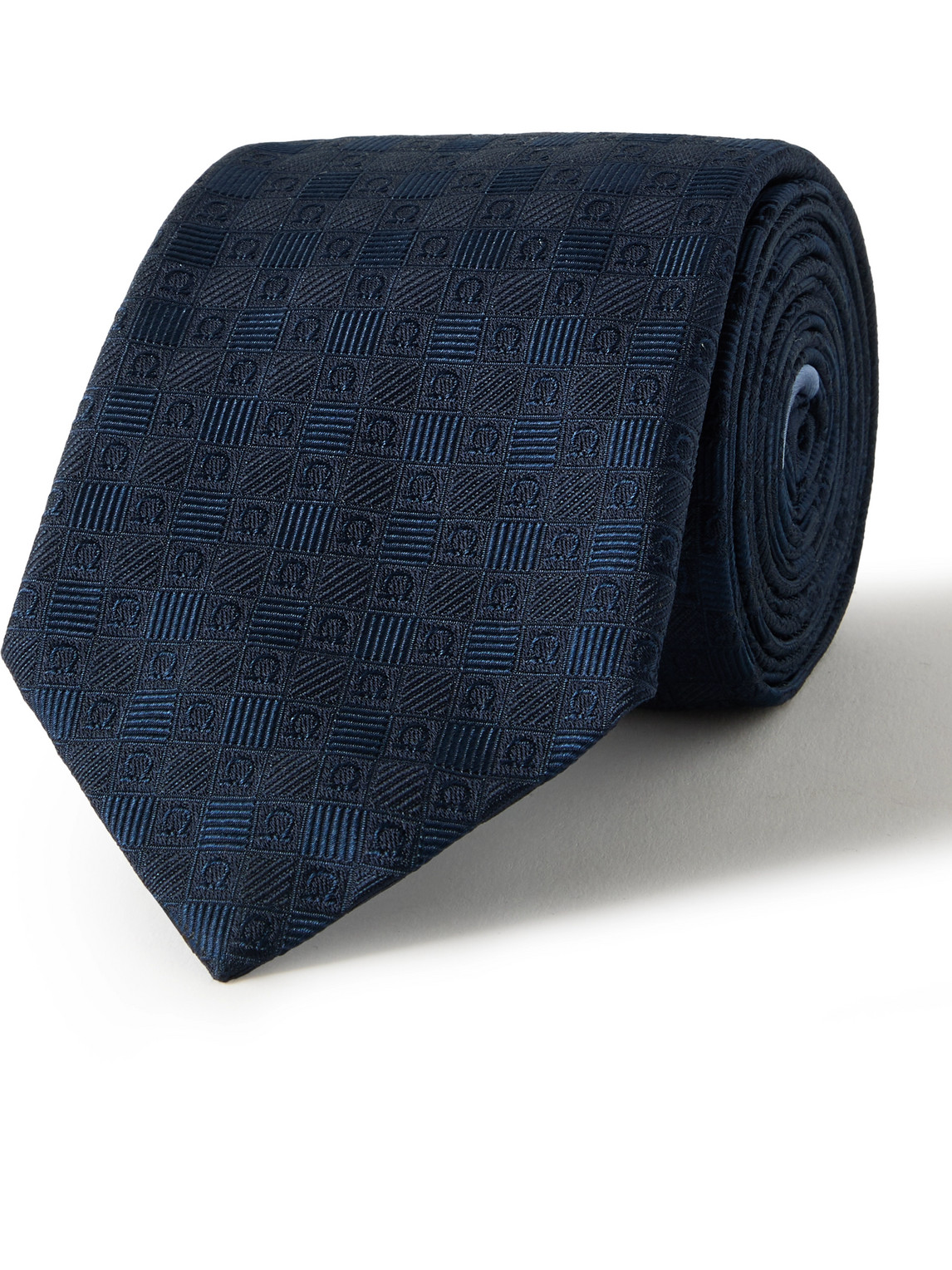 Ferragamo 7cm Logo-jacquard Silk Tie In Blue