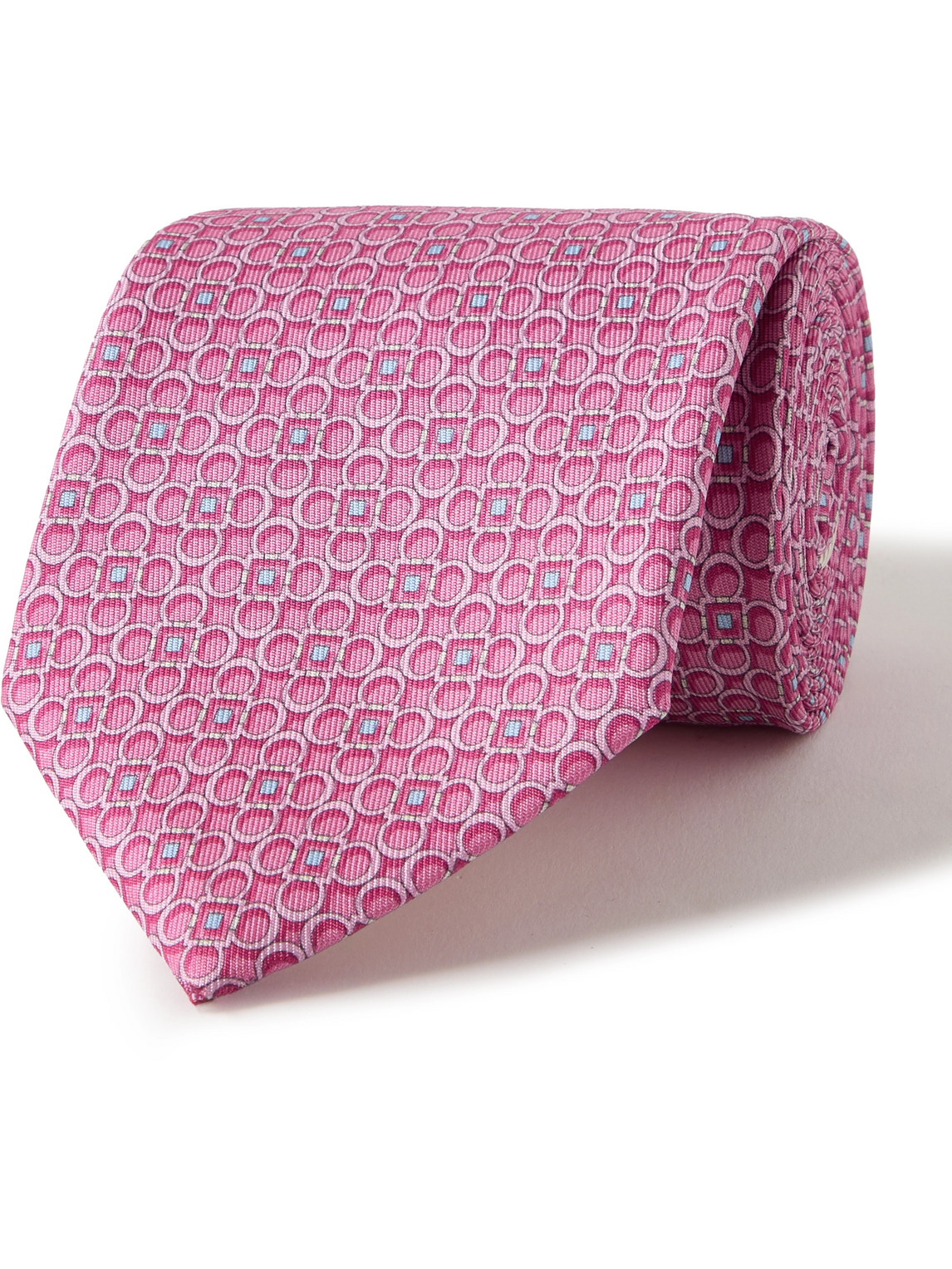 Ferragamo 8cm Printed Silk-twill Tie In Pink