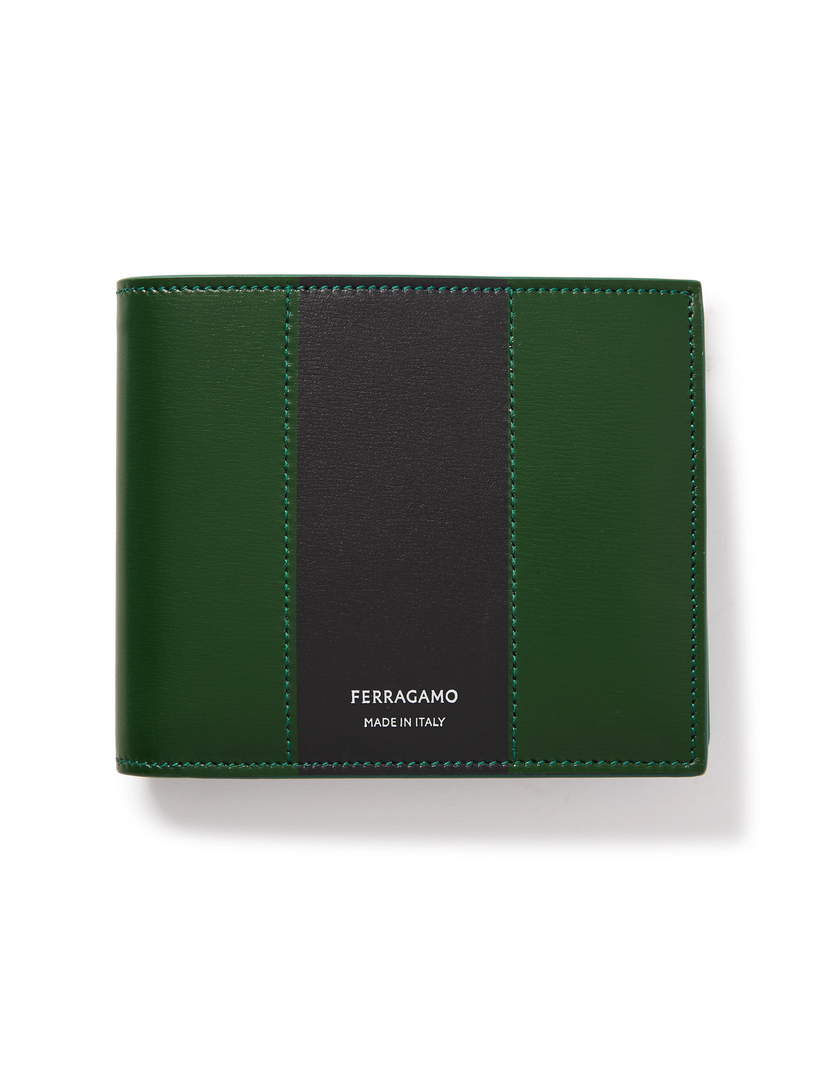 Ferragamo Logo-print Leather Billfold Wallet In Green