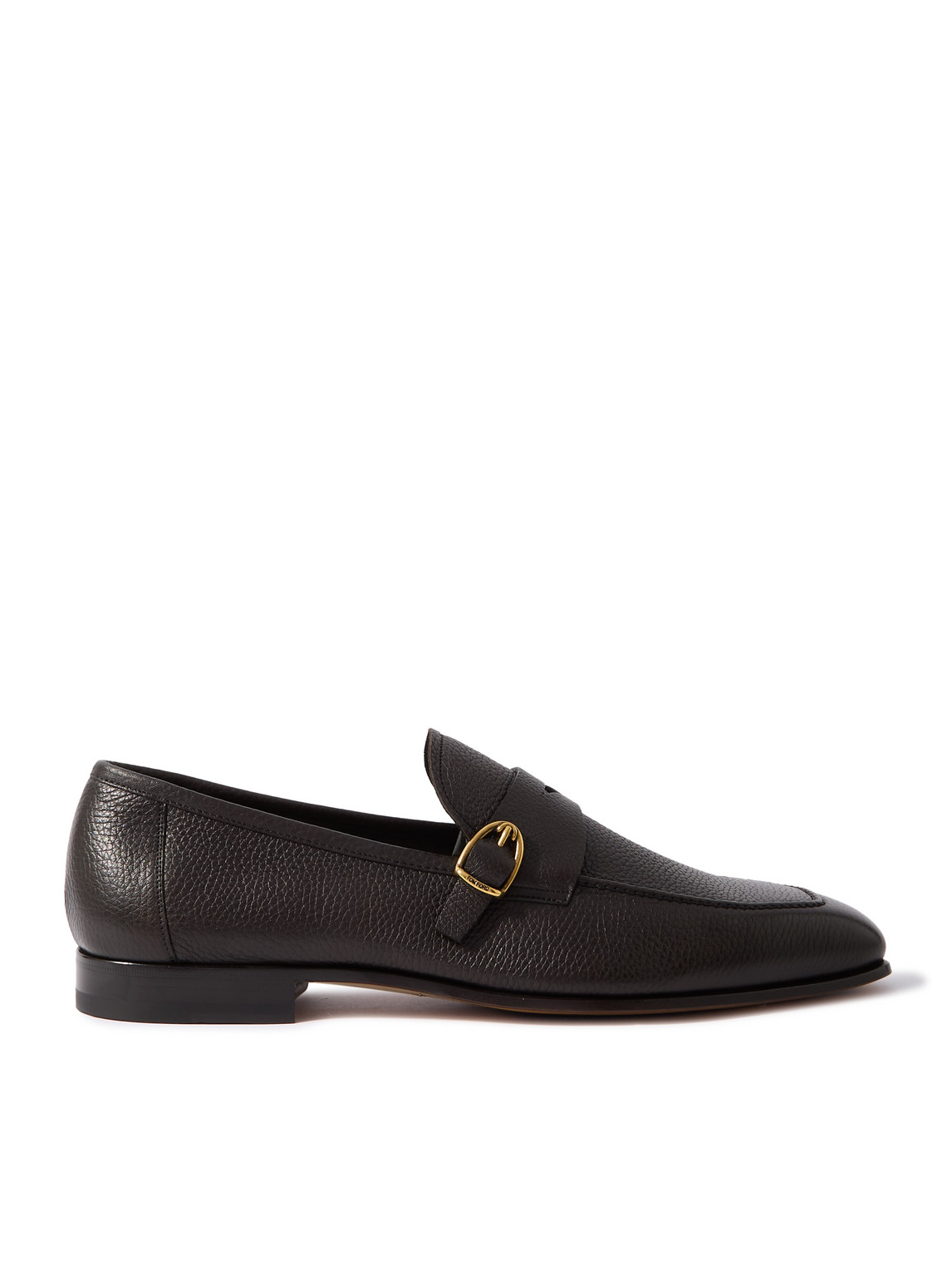 Tom Ford Sean Buckled Full-grain Leather Penny Loafers In Brown