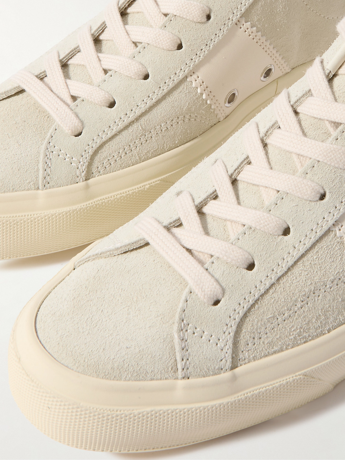 Shop Tom Ford Cambridge Leather-trimmed Suede Sneakers In Neutrals