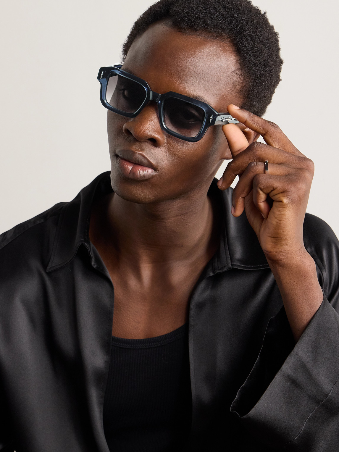 Shop Cutler And Gross The Great Frog Square-frame Acetate And Silver-tone Sunglasses In Blue