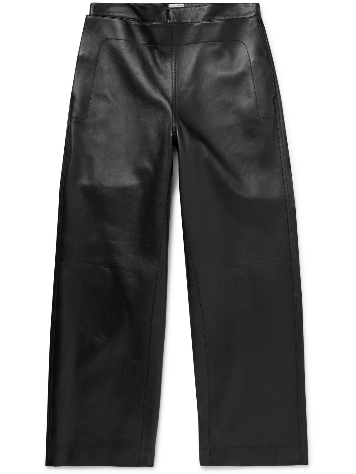 Bottega Veneta Layered Wide-leg Leather Trousers In Black