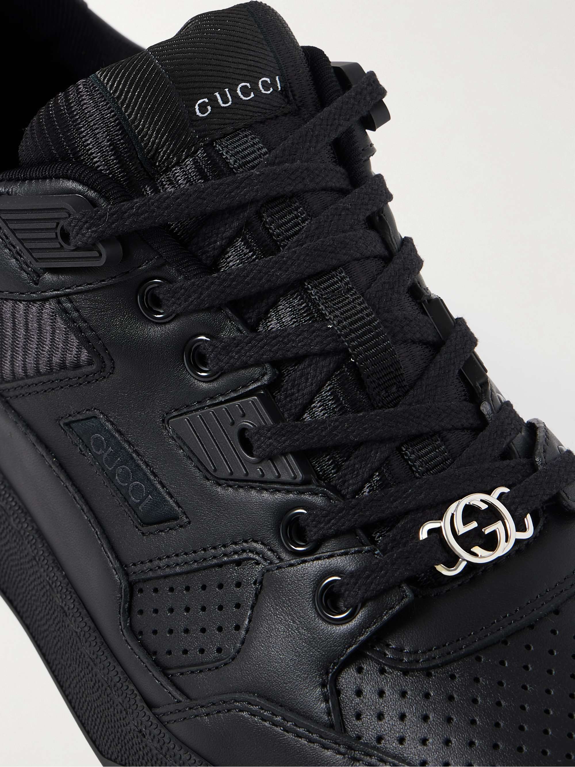 GUCCI Jones Perforated Leather and Mesh Sneakers for Men | MR PORTER